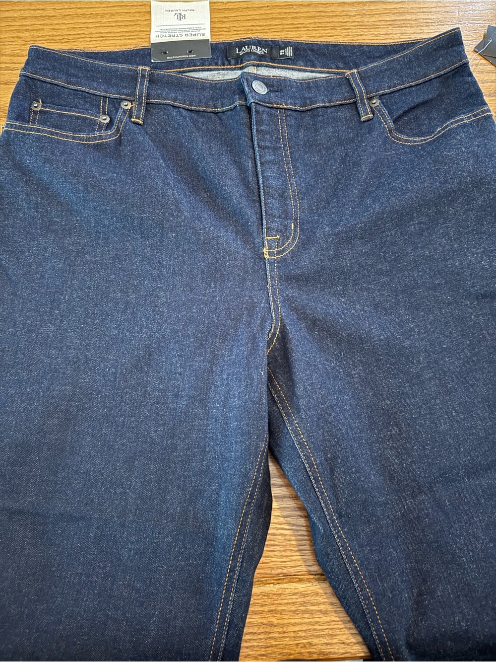 Ralph Lauren Women’s Dark Blue High-Rise Stretch Boot Leg Jeans Size 14W NWT - Picture 4 of 5